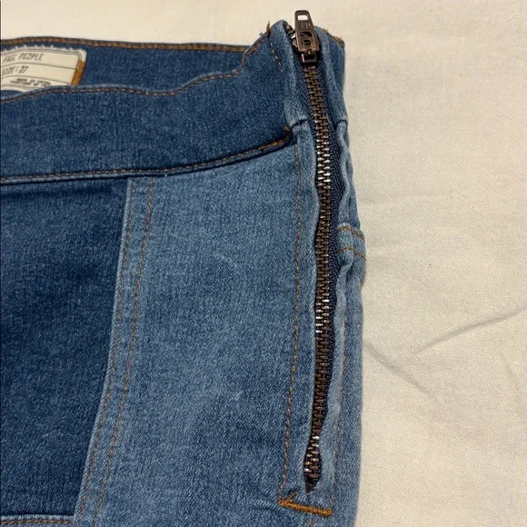 Free People Blue Patchwork Jean Shorts - Picture 4 of 5